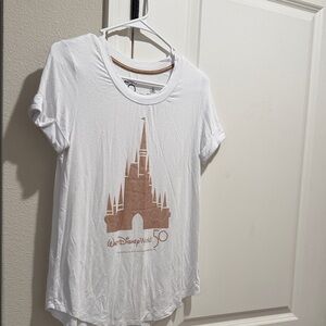 Disney White and Brown Kids T-Shirt with Castle Graphic